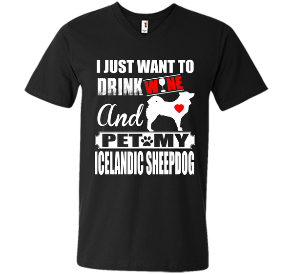 I just want to drink wine and pet my icelandic she T Shirt